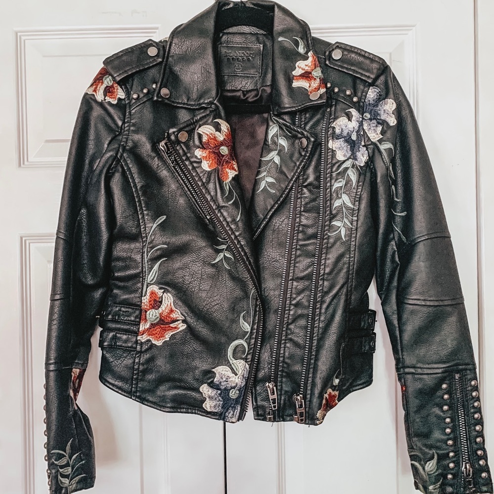 Blanknyc floral leather jacket